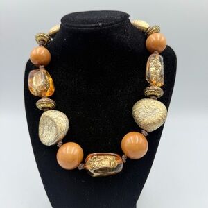 Vintage Amber Plastic Statement Necklace